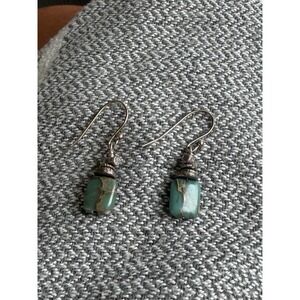 Vintage Turquoise Sterling Silver 925 Earrings Dangle Drop #437